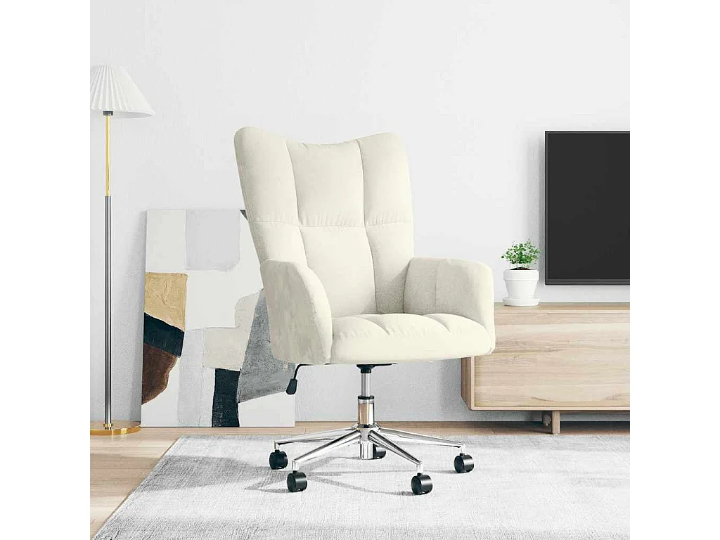 Chaise de relaxation Blanc crème Velours