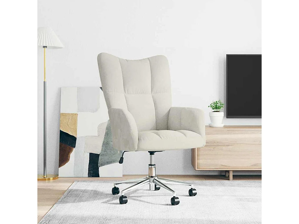 Chaise de relaxation Blanc crème Velours