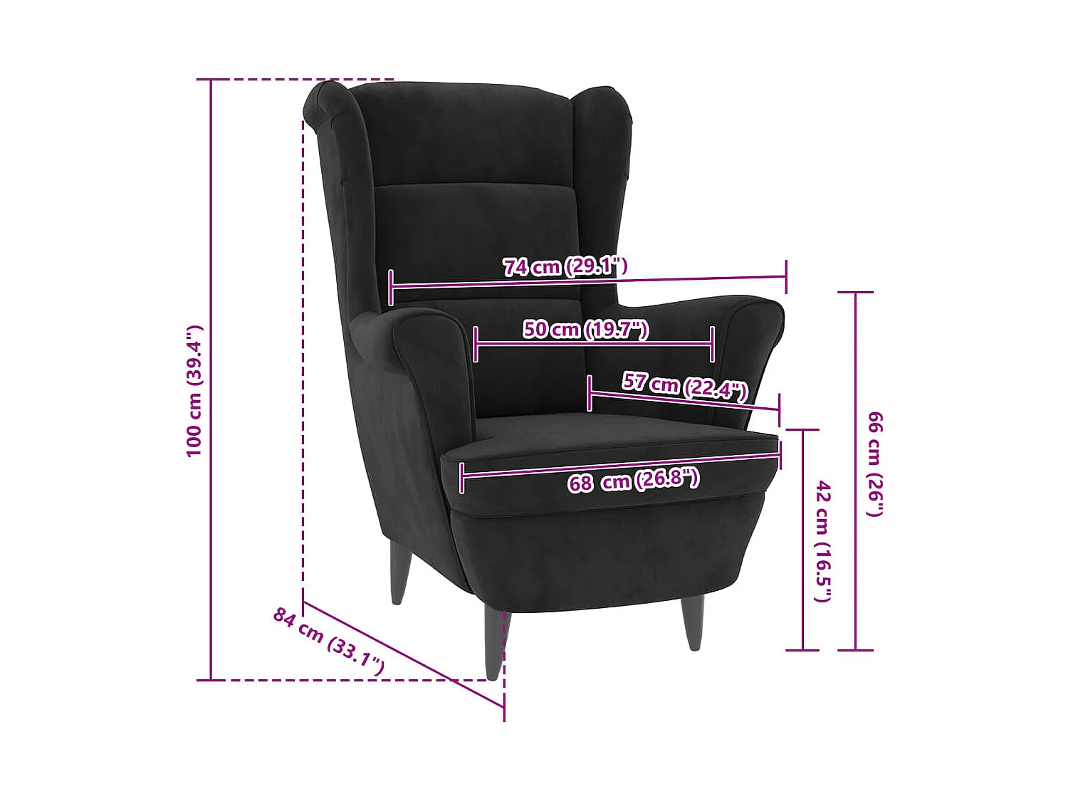Fauteuil noir velours