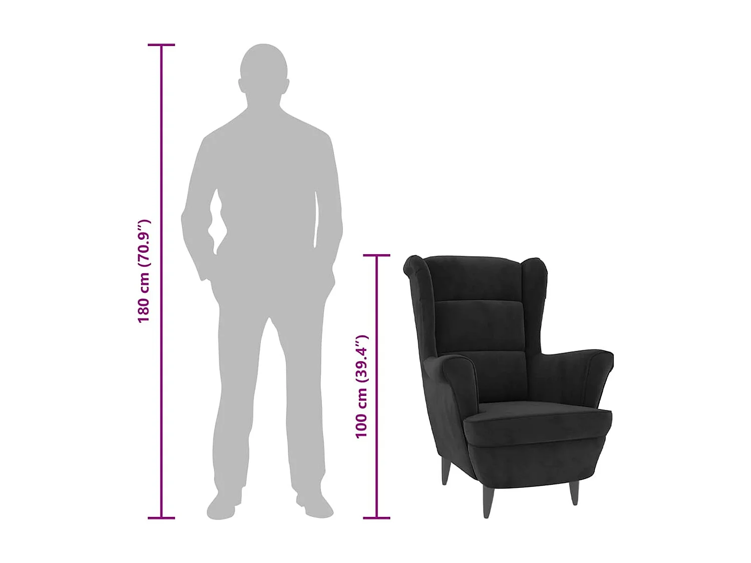 Fauteuil noir velours