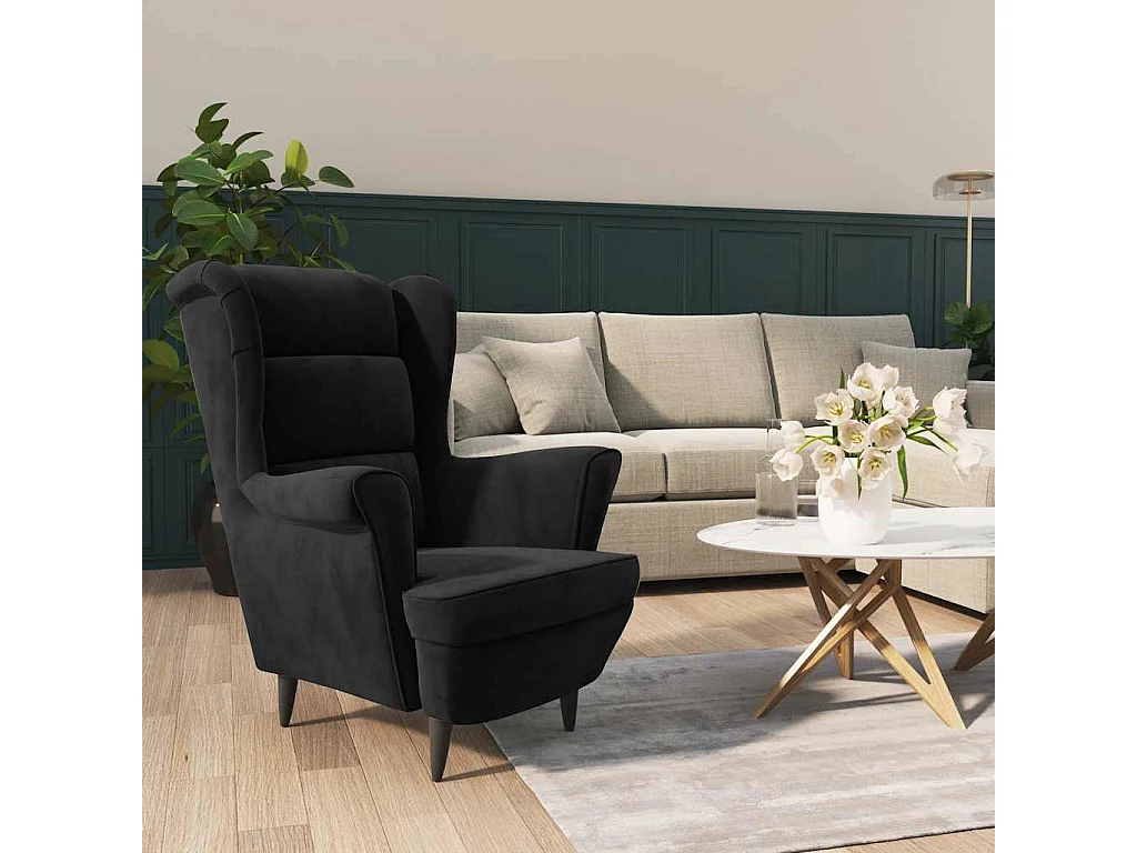 Fauteuil fluweel zwart