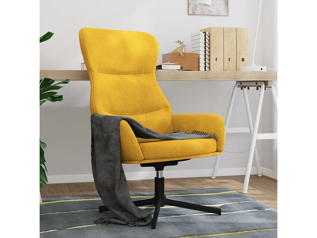 Relaxstoel fluweel mosterdgeel