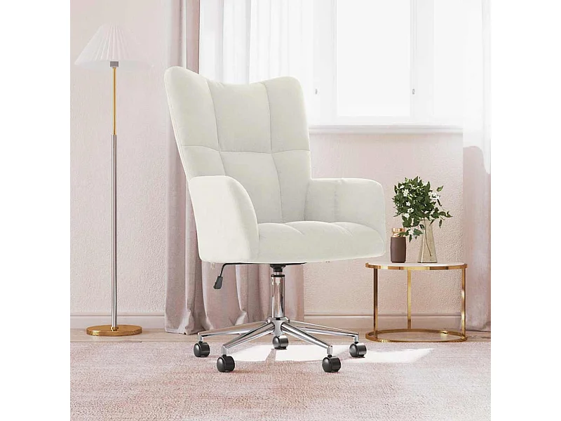 Chaise de relaxation Blanc crème Velours