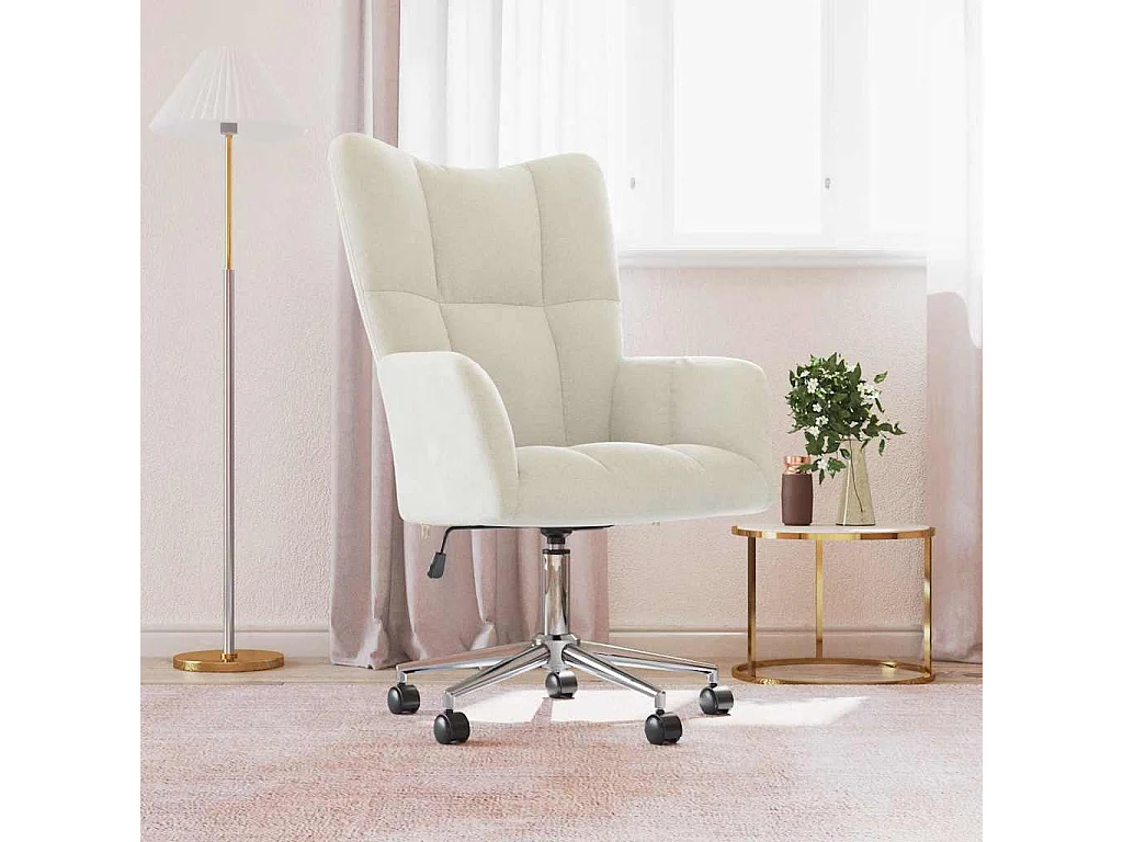 Relaxstoel fluweel crèmewit