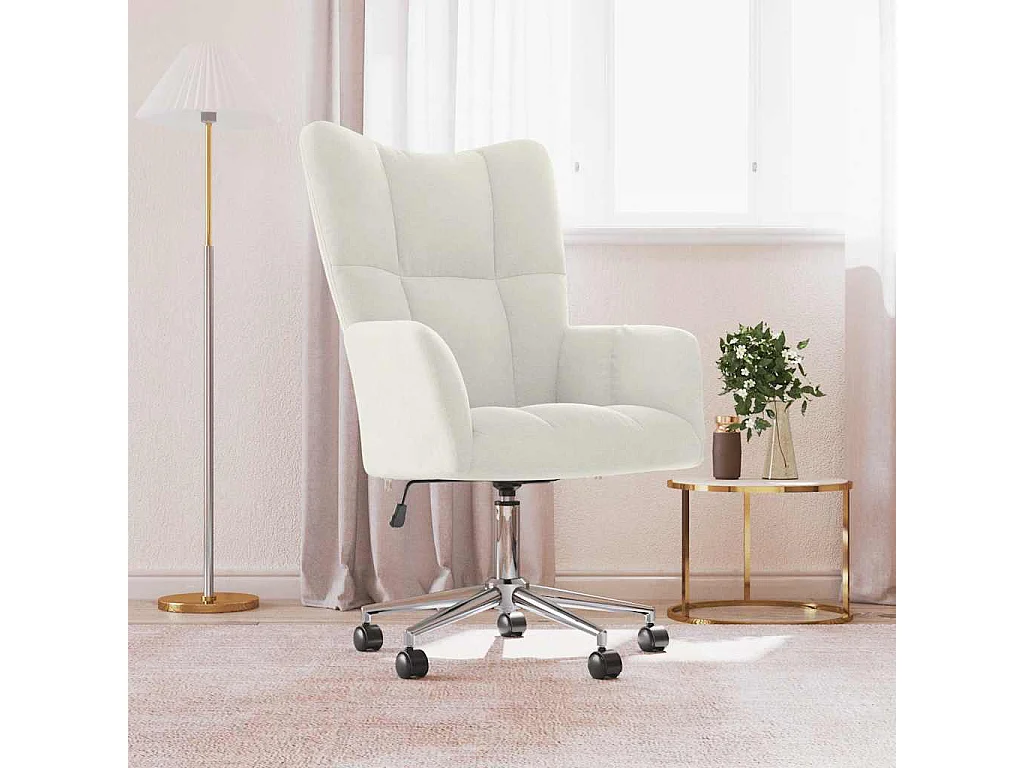 Chaise de relaxation Blanc crème Velours