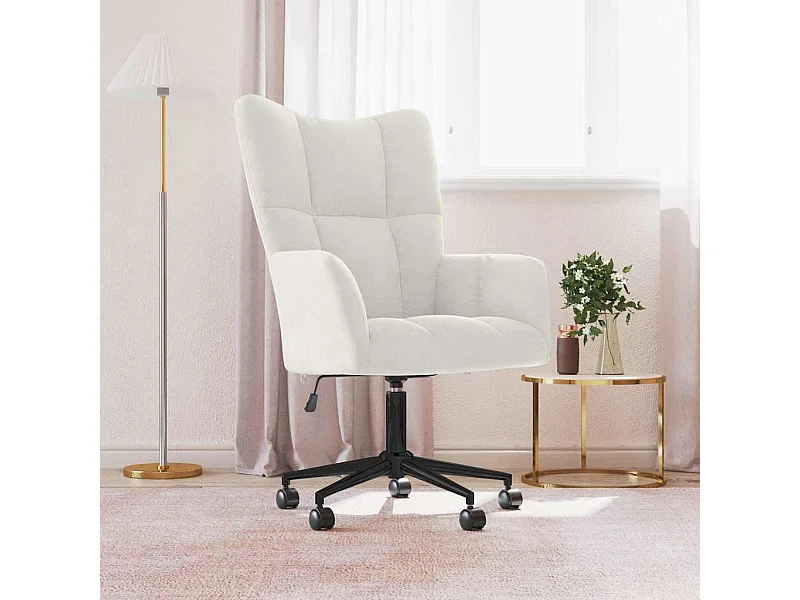 Chaise de relaxation Blanc crème Velours