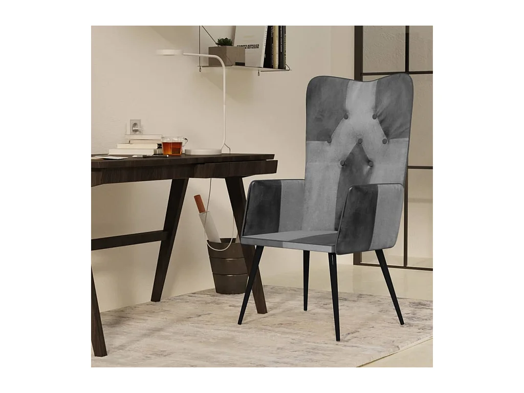 Fauteuil echt leer grijs