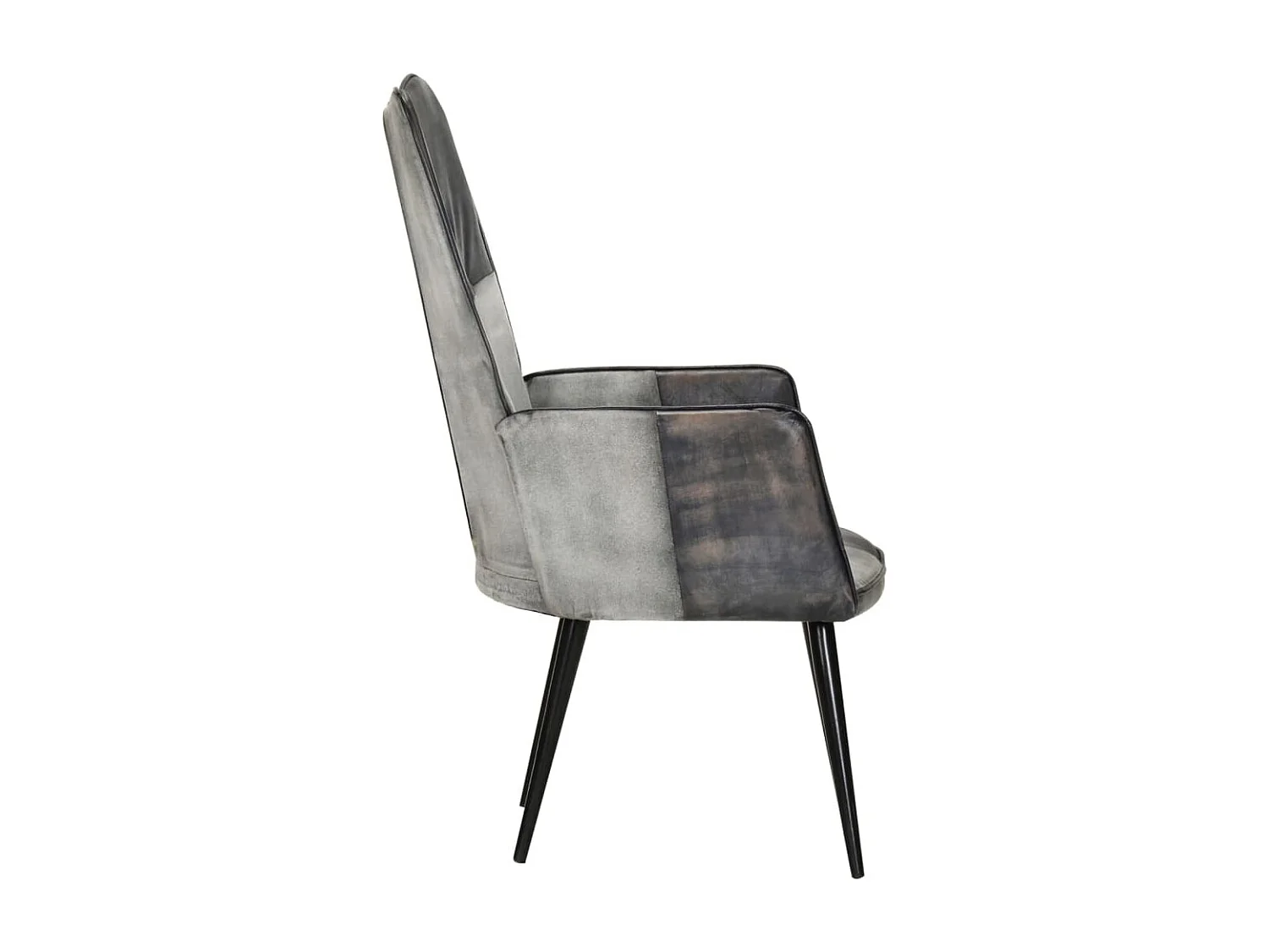Sillón orejero de cuero auténtico gris