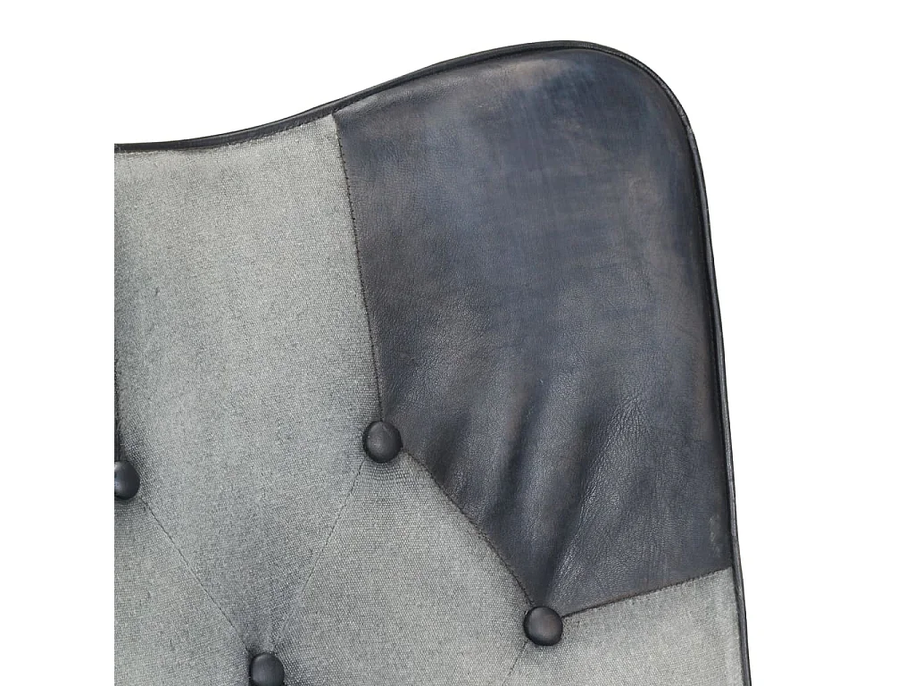 Sillón orejero de cuero auténtico gris