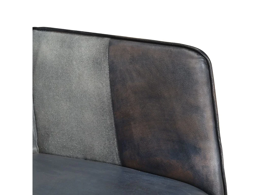 Sillón orejero de cuero auténtico gris