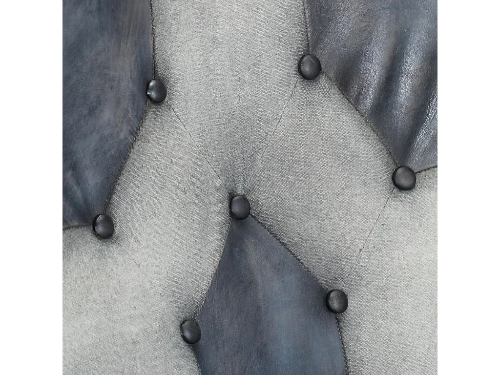 Sillón orejero de cuero auténtico gris