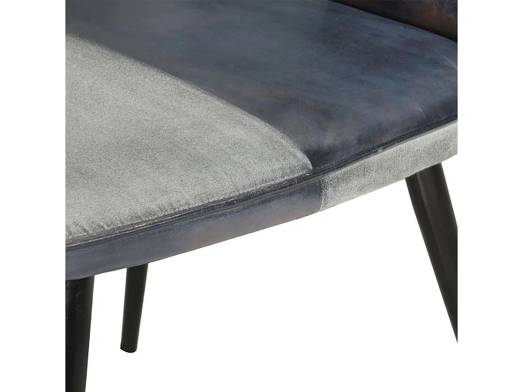 Sillón orejero de cuero auténtico gris