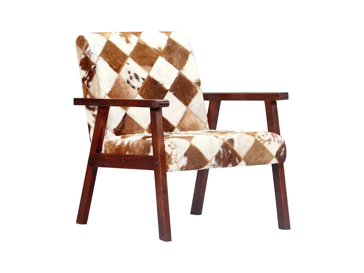 Fauteuil blanc et marron cuir véritable de chèvre