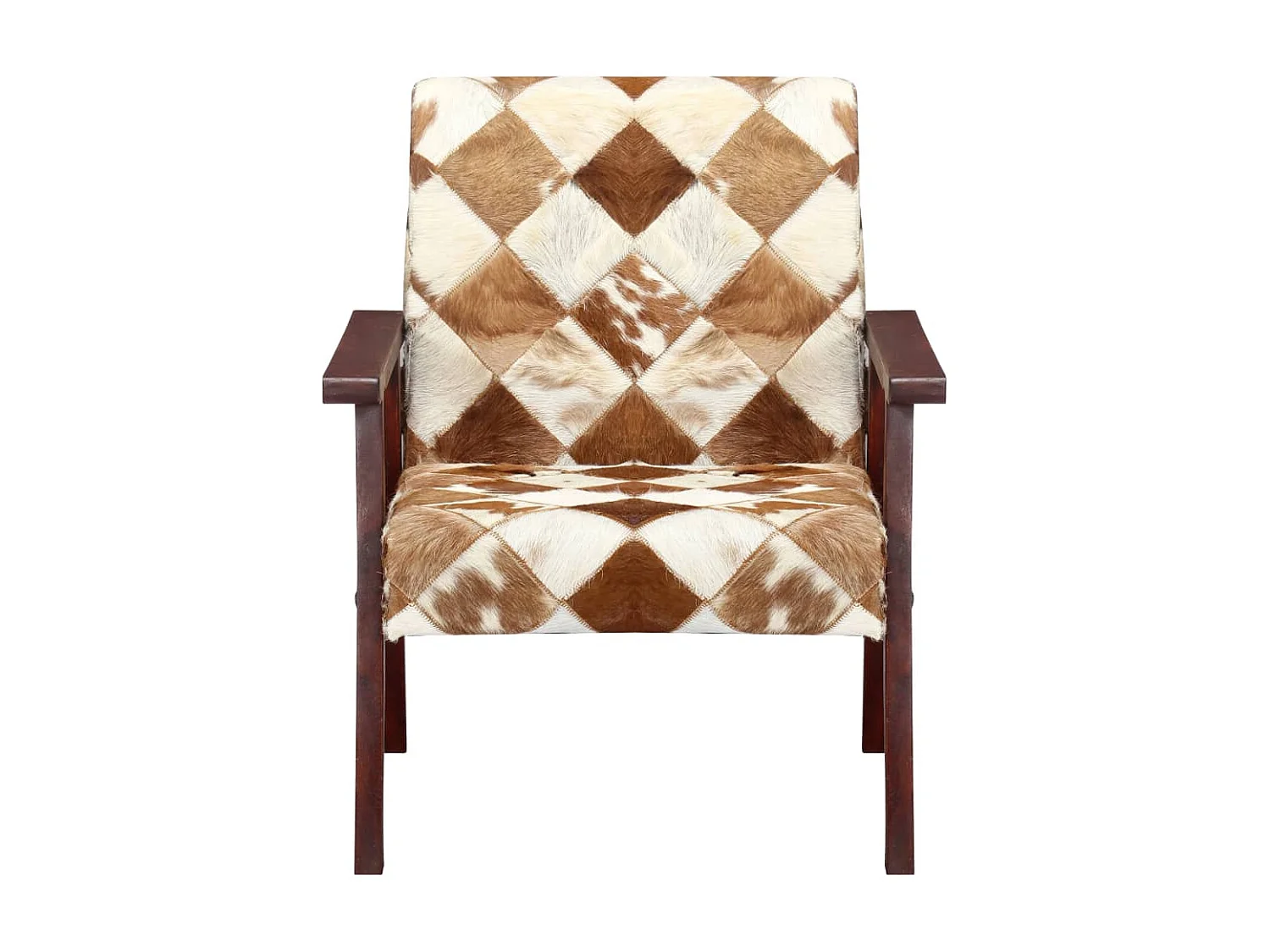 Fauteuil blanc et marron cuir véritable de chèvre