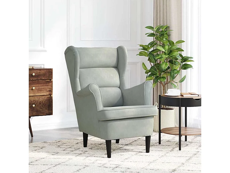 Fauteuil gris clair velours