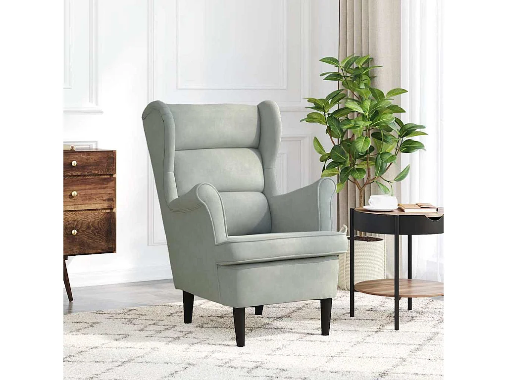 Fauteuil gris clair velours