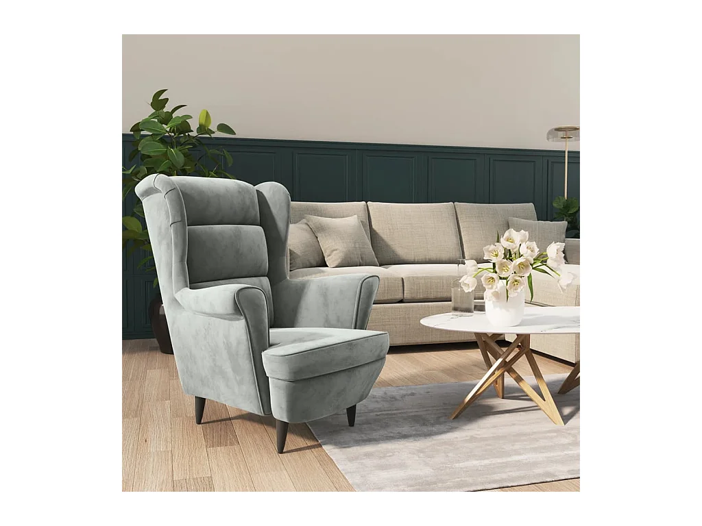 Fauteuil gris clair velours