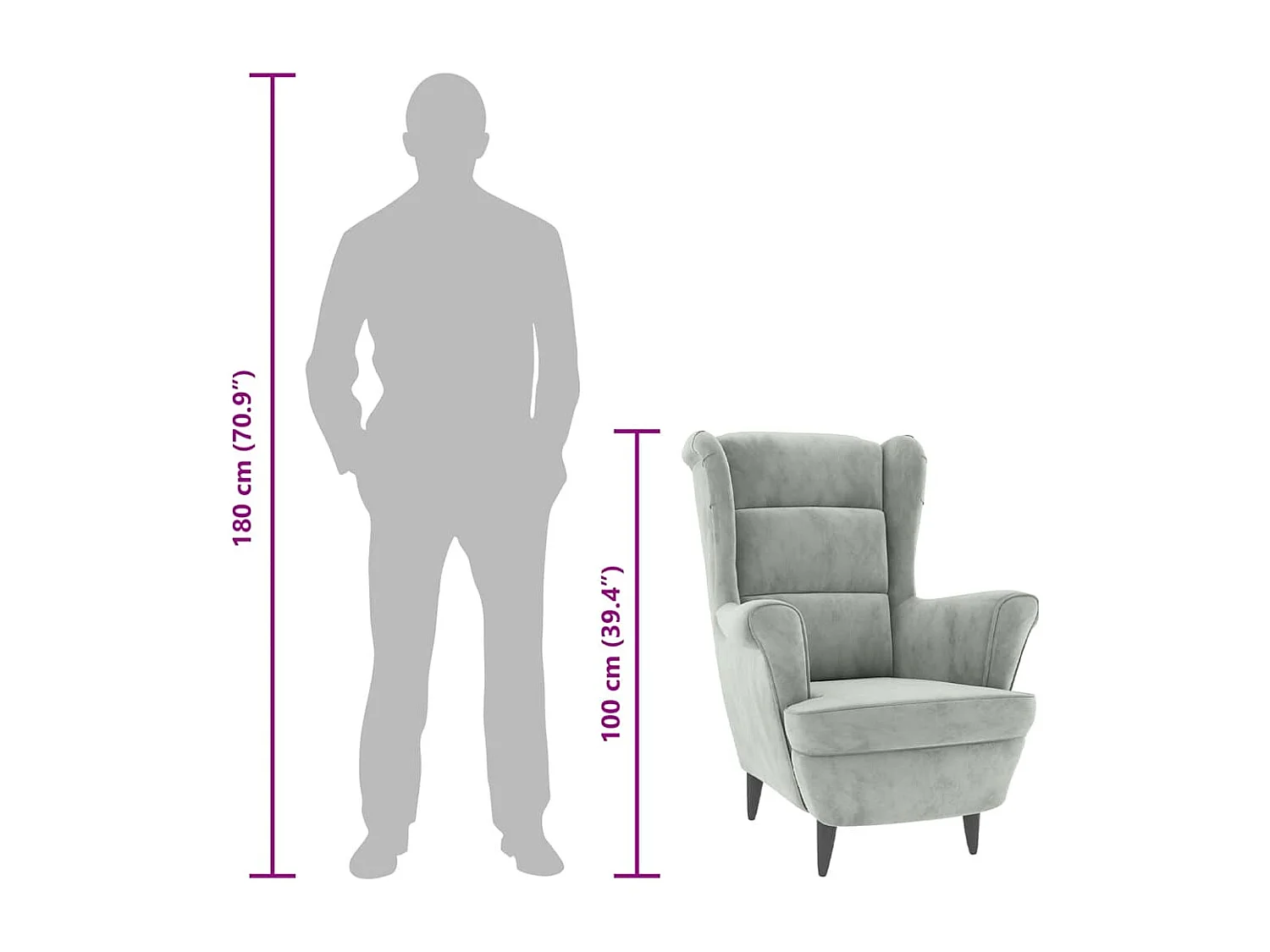 Fauteuil gris clair velours