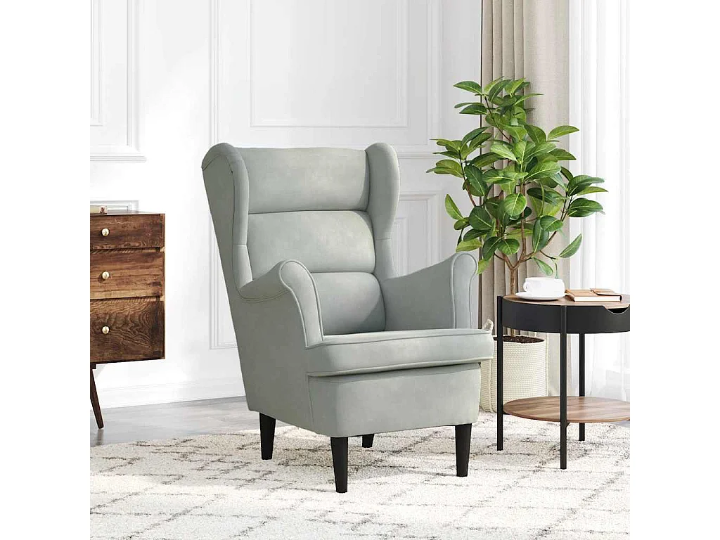Fauteuil gris clair velours
