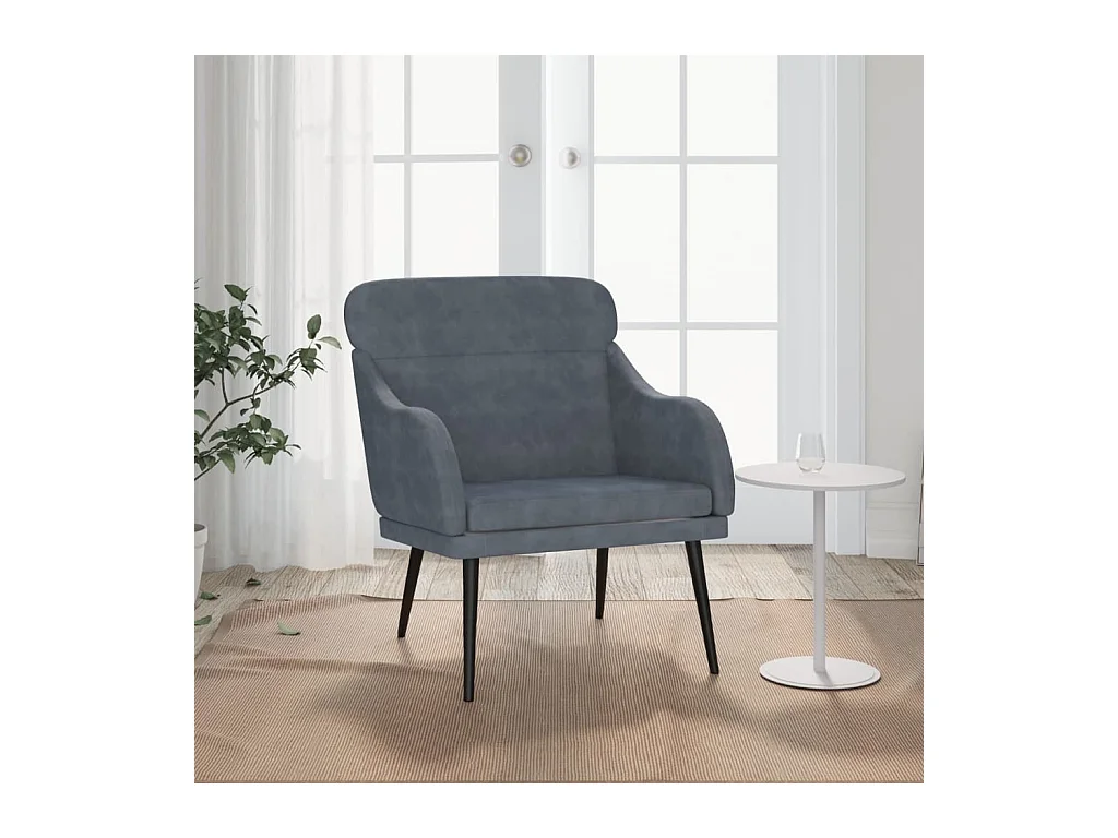 Fauteuil Gris foncé 63x76x80 cm Velours
