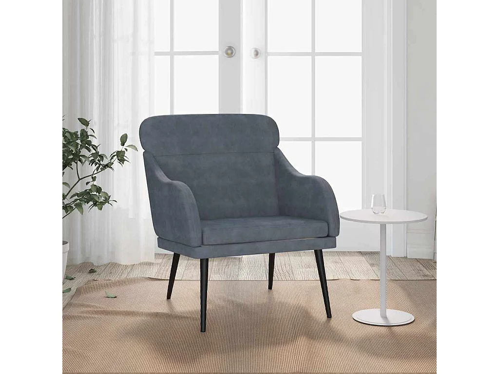 Fauteuil 63x76x80 cm fluweel donkergrijs