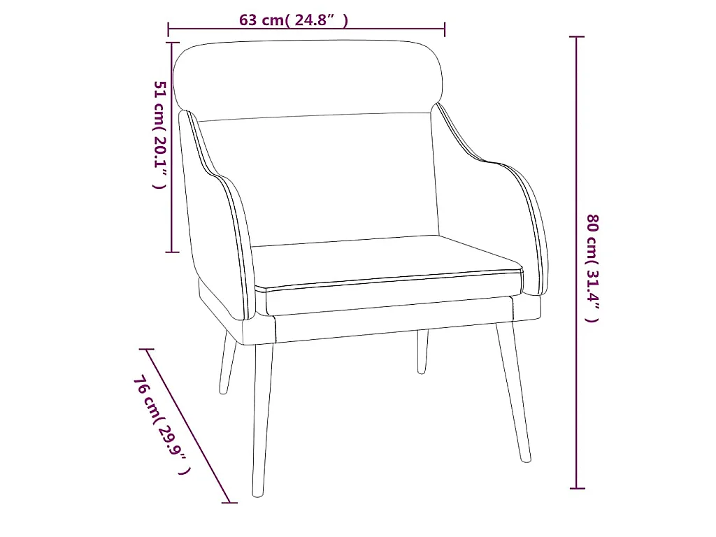 Fauteuil 63x76x80 cm fluweel donkergrijs