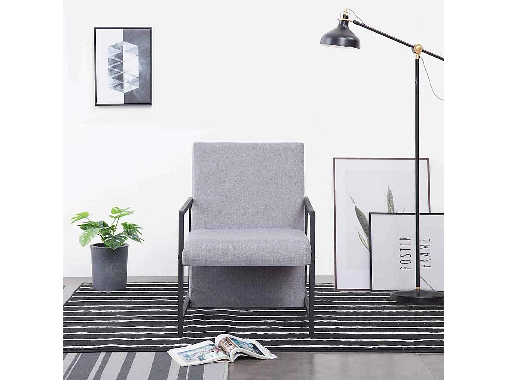 Fauteuil gris clair tissu