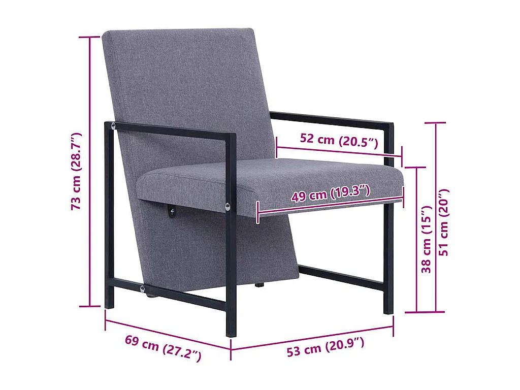 Fauteuil gris clair tissu