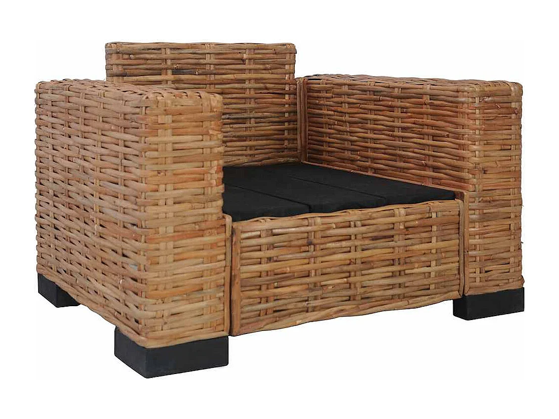 Fauteuil avec coussins Rotin naturel