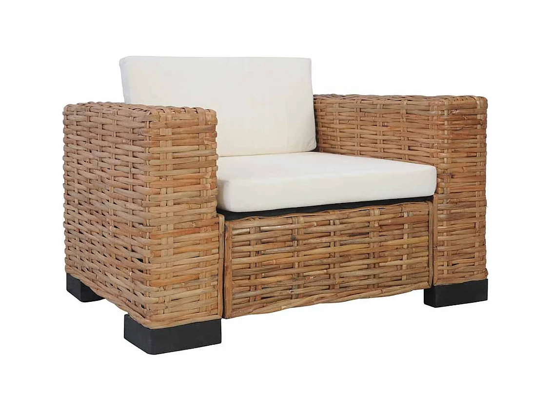 Fauteuil avec coussins Rotin naturel