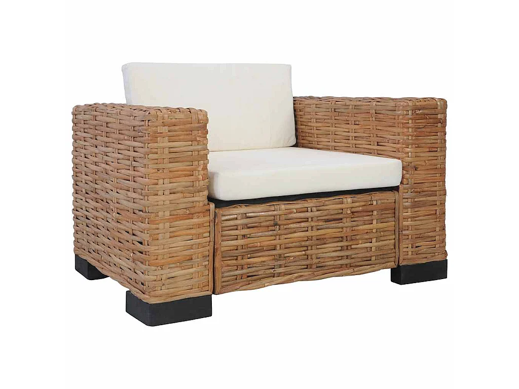 Fauteuil met kussens natuurlijk rattan