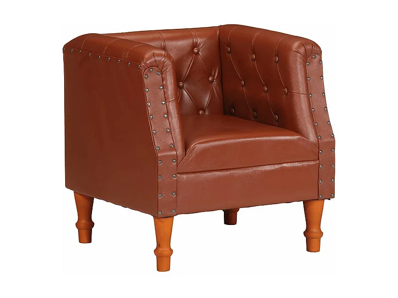 Fauteuil marron cuir véritable