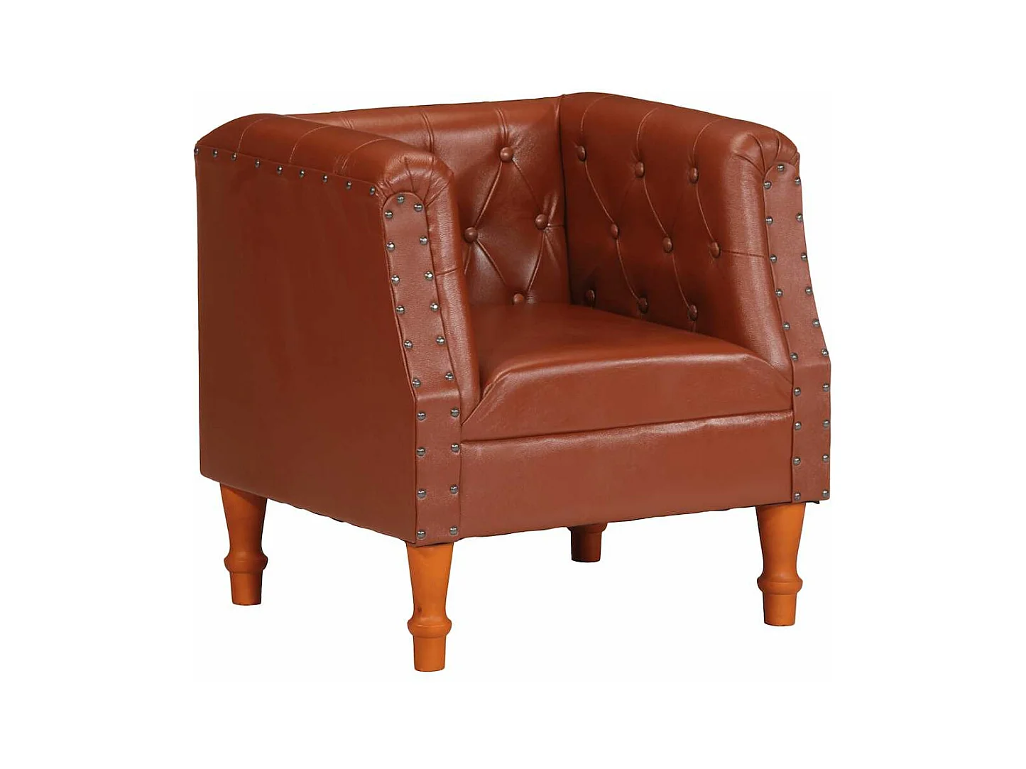 Fauteuil marron cuir véritable