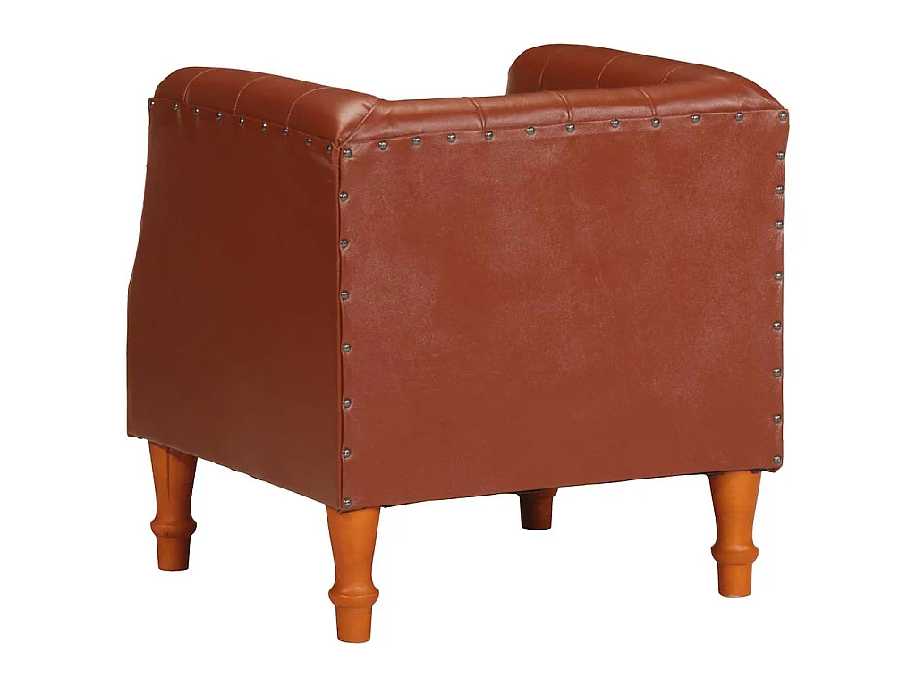Fauteuil marron cuir véritable