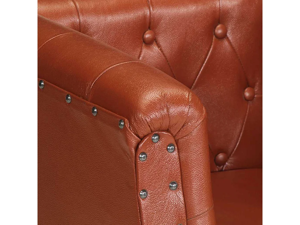 Fauteuil marron cuir véritable