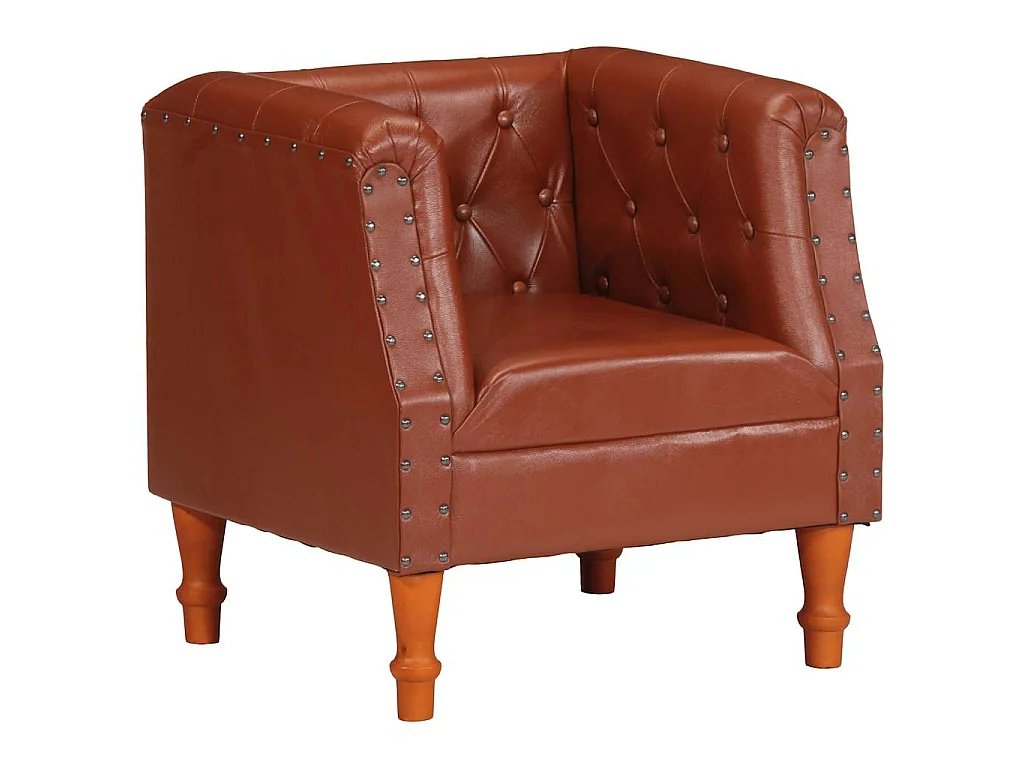 Fauteuil marron cuir véritable