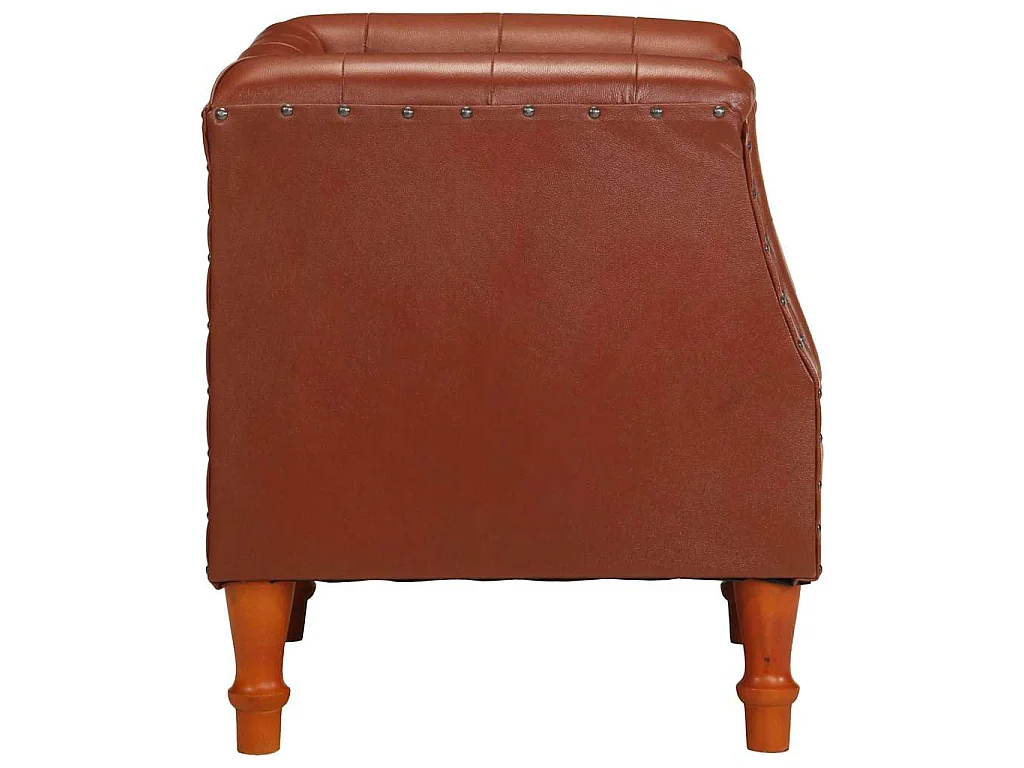 Fauteuil marron cuir véritable