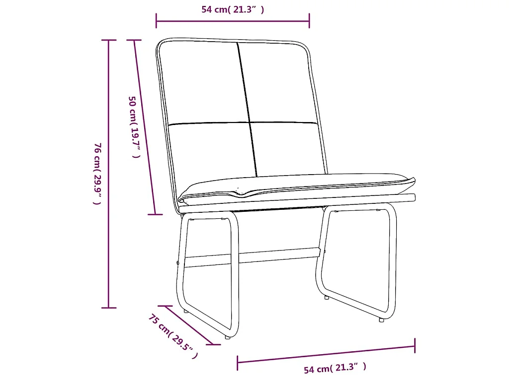 Loungestoel 54x75x76 cm kunstleer grijs