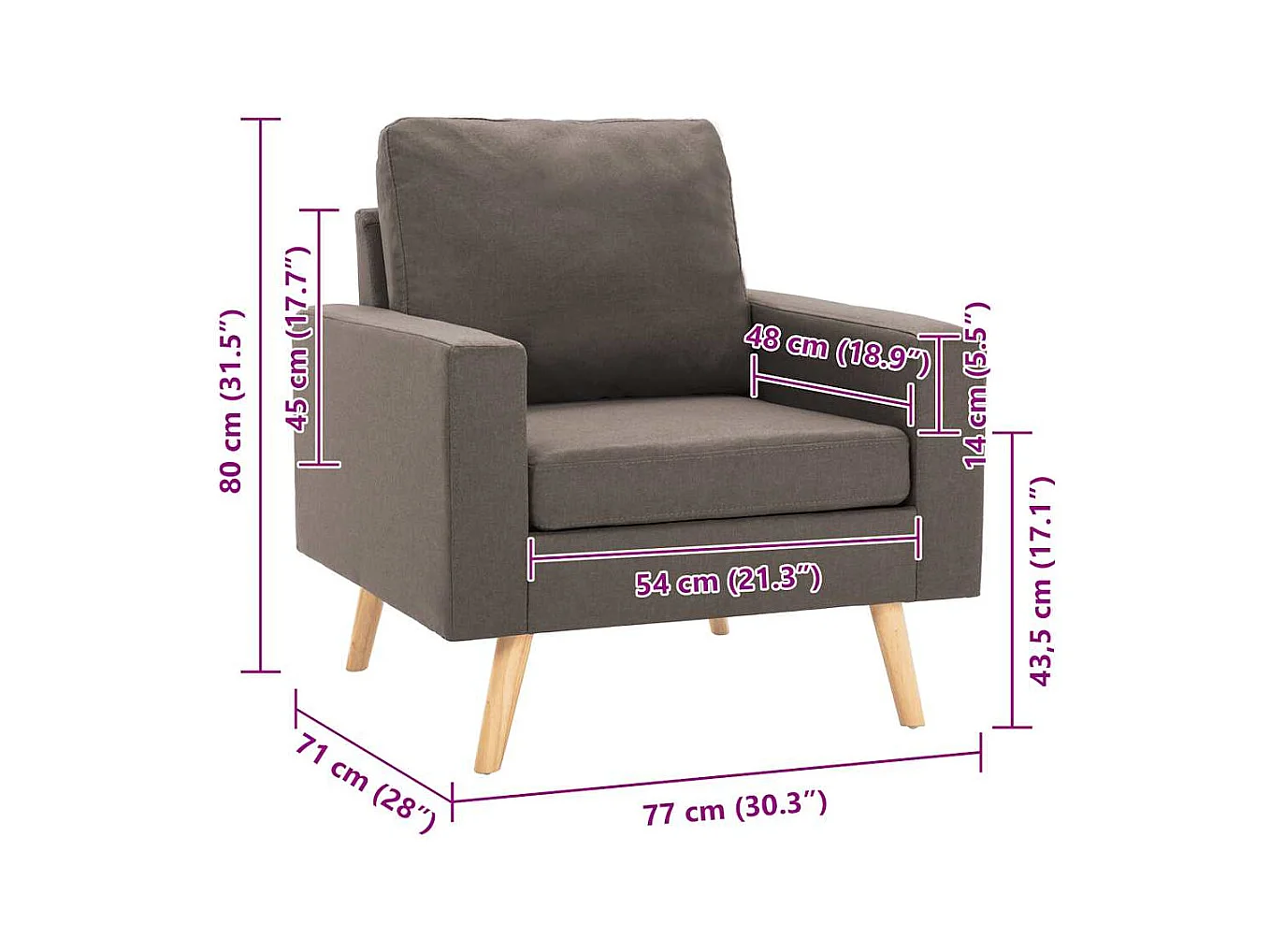 Fauteuil Taupe Tissu