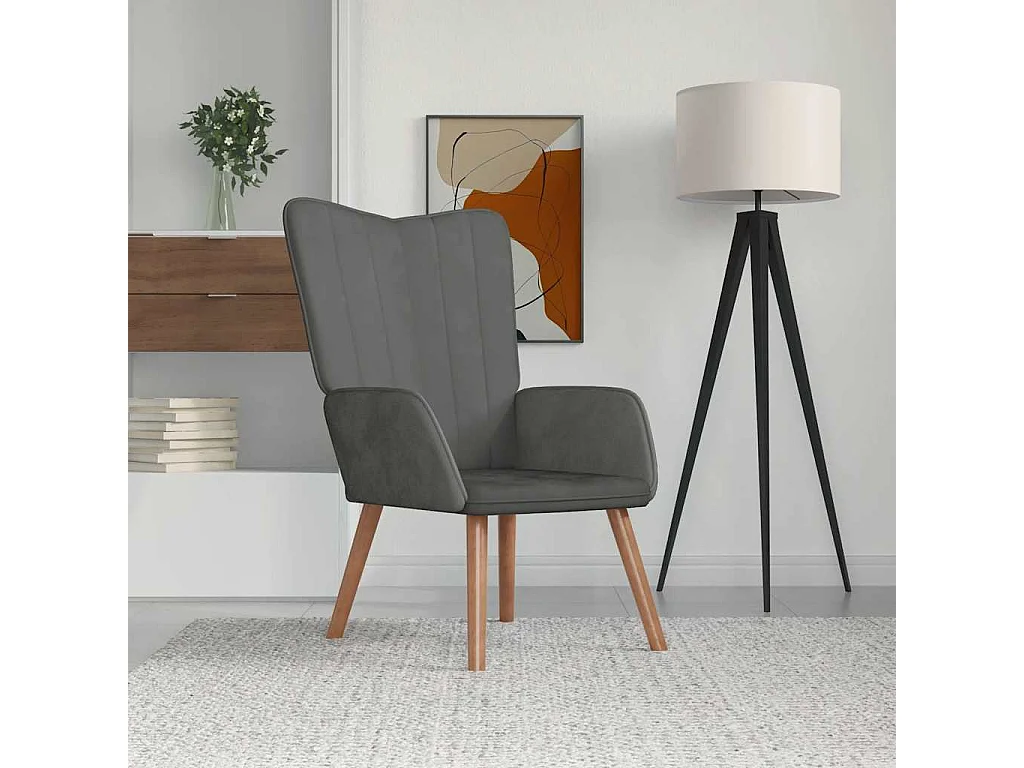 Chaise de relaxation Gris foncé Velours