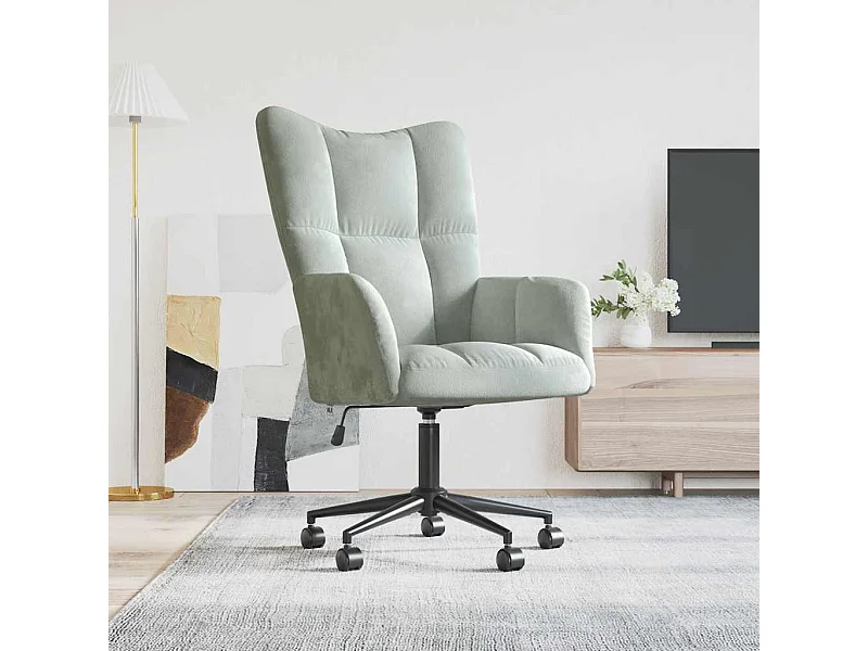 Cadeira de descanso veludo cinzento-claro