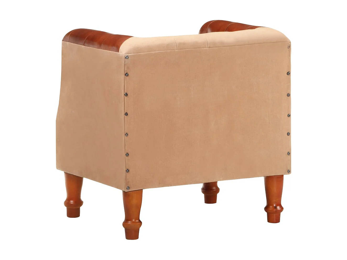 Kuipstoel echt leer en massief mangohout bruin