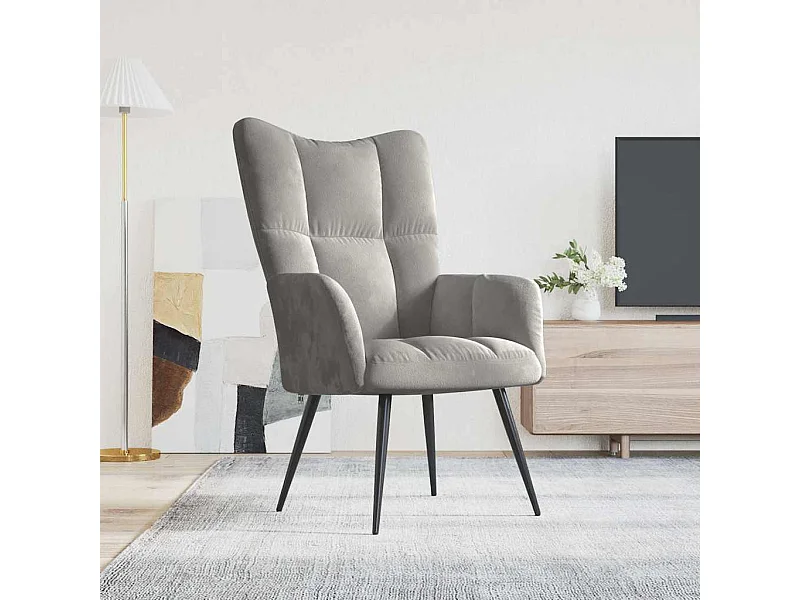 Chaise de relaxation Gris clair Velours