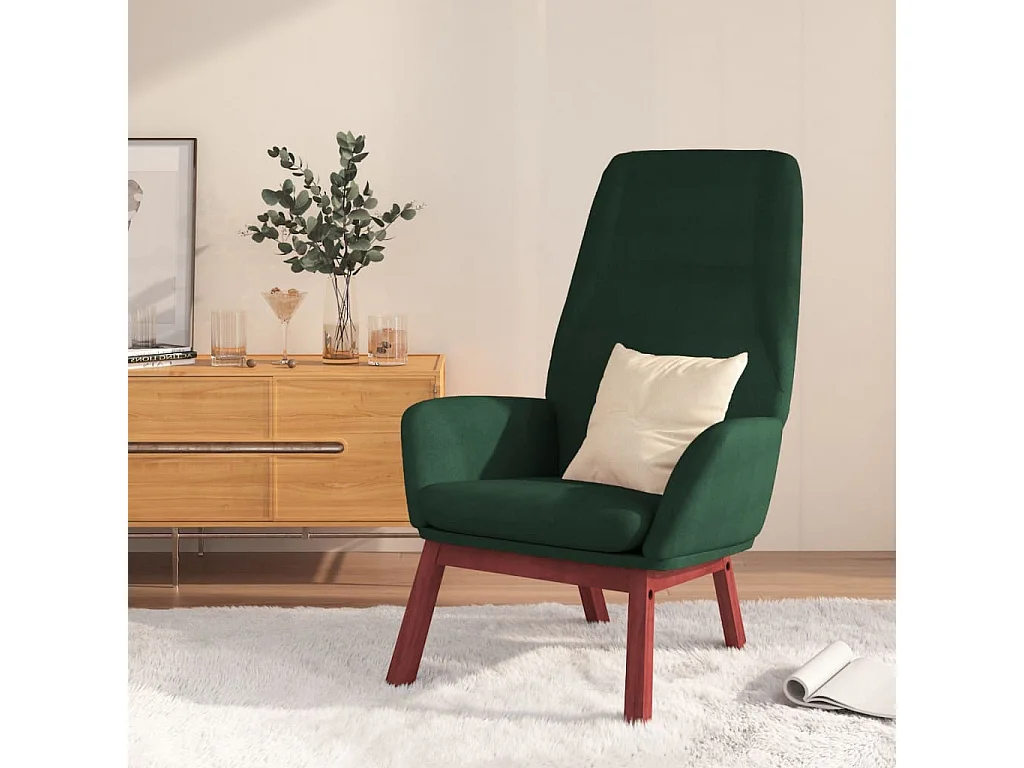 Chaise de relaxation Vert foncé Tissu