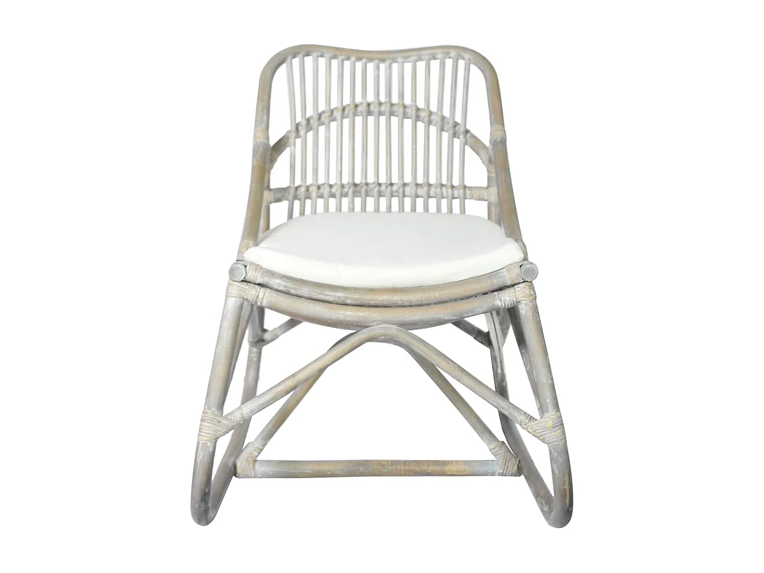 Stoel rattan en linnen grijs