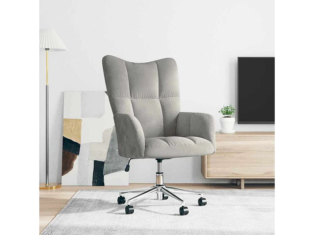 Relaxstoel fluweel lichtgrijs