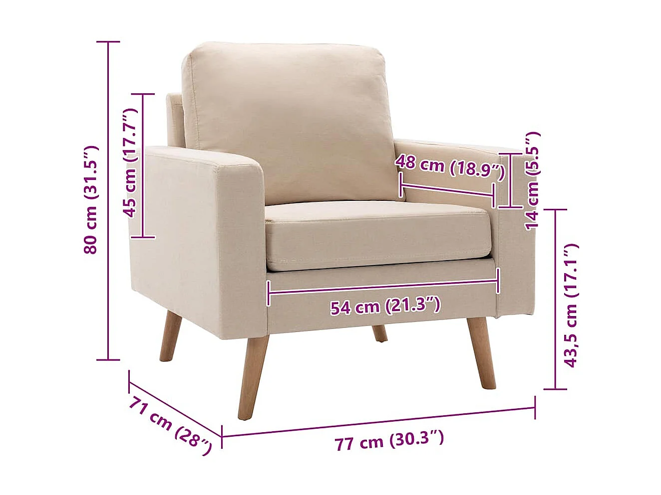 Fauteuil Crème Tissu