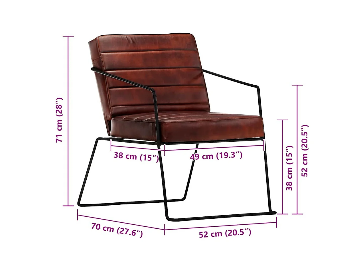 Fauteuil Marron foncé Cuir véritable