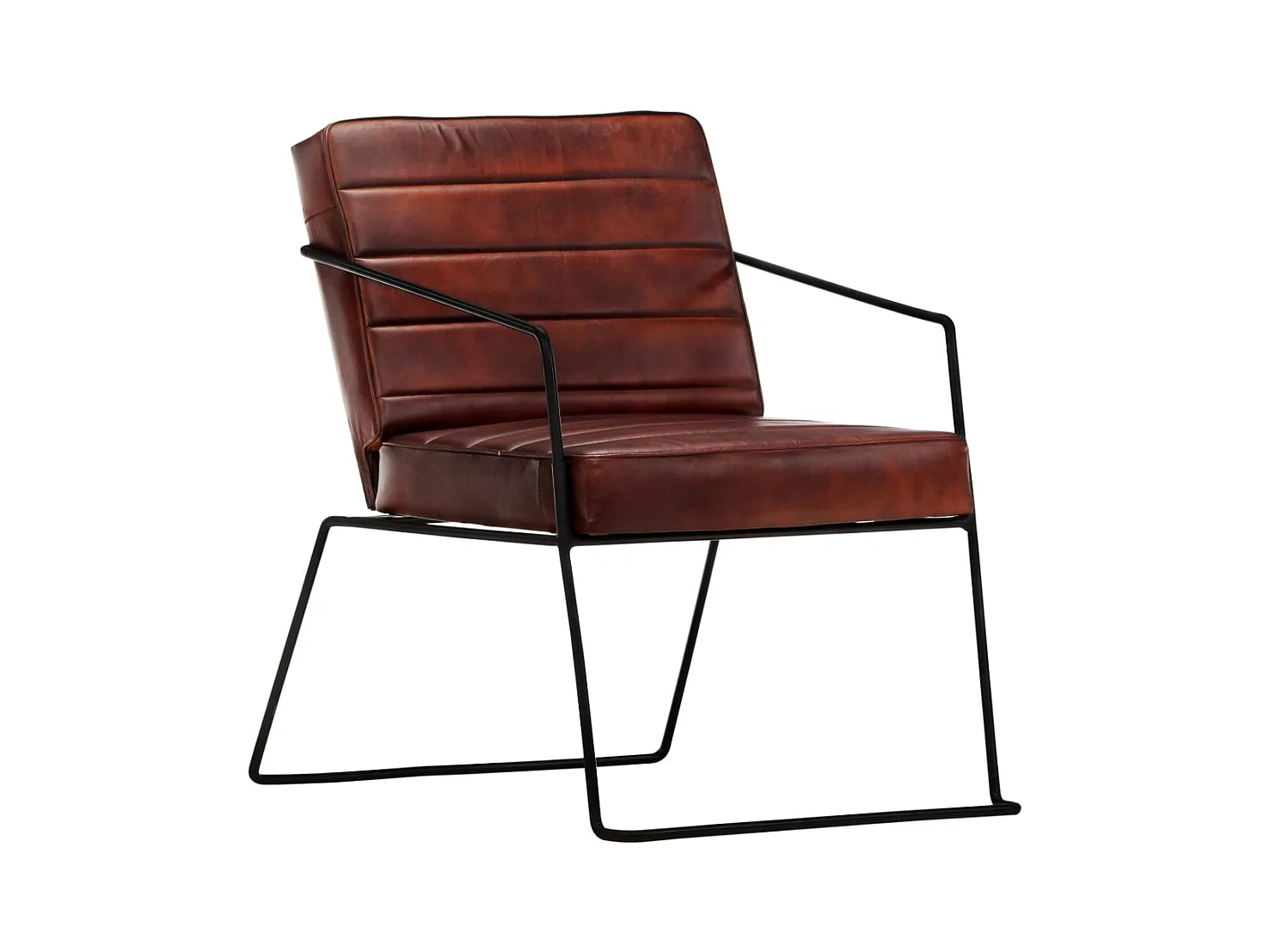Fauteuil echt leer donkerbruin