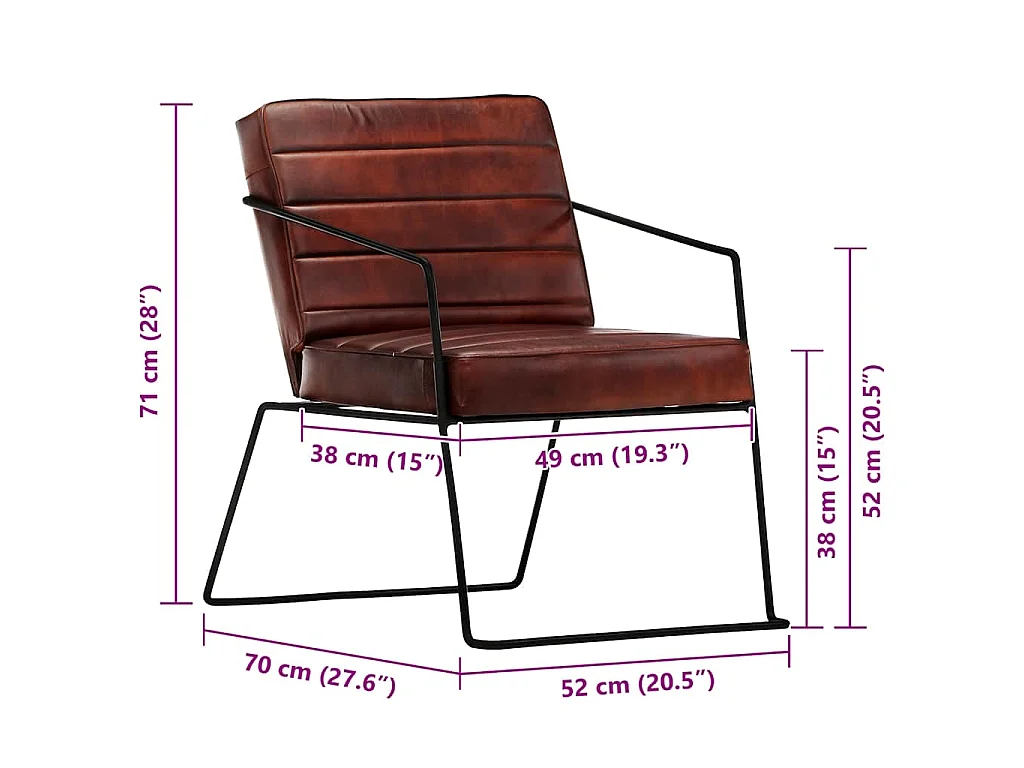 Fauteuil Marron foncé Cuir véritable